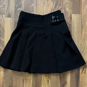 AKIRA Black Skater Skirt with Buckle Detail